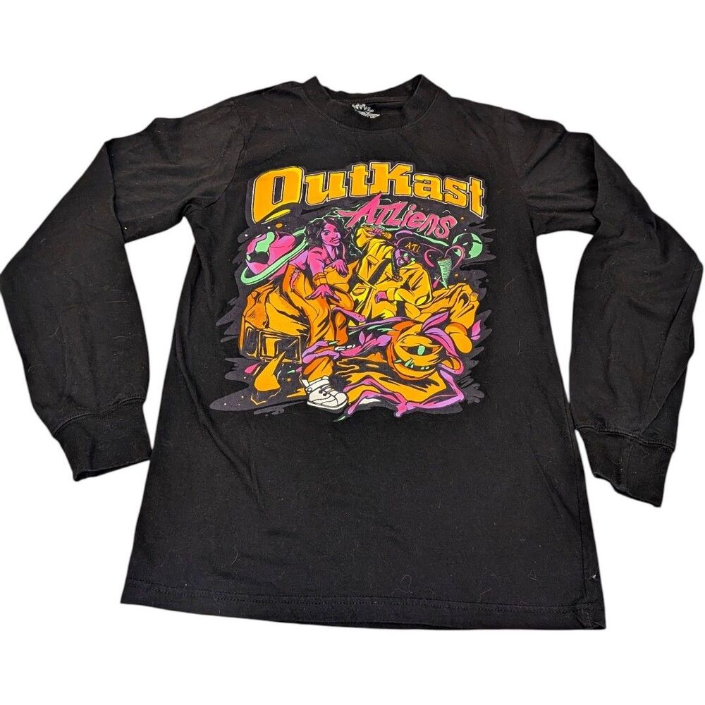OutKast ATLiens T Shirt Small Black Graphic Hip Hop Rap Album Long Sleeve Cotton